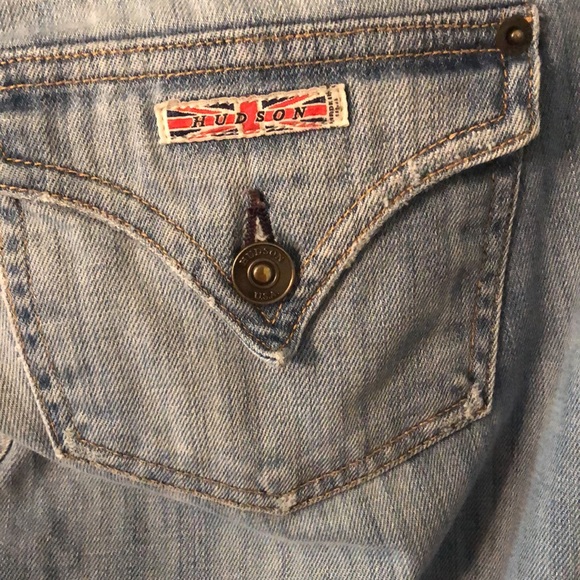 Hudson Low Rise Vintage Wash Distressed Flare Leg Boho Jeans - Picture 10 of 11